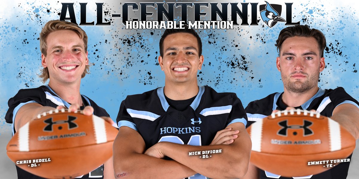 JHU_Football's tweet photo. Blue Jays land 16 on 2021 All @CentennialConf FB Team - @lukescherms named DPOY &amp; ROY -  https://t.co/LUj3Fc9Xvt #GoHop #d3fb https://t.co/BZerPLt802