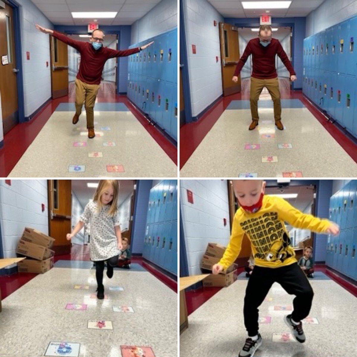 PutnamWVSchools's tweet photo. Conner Street preschool students in Mrs. Hamilton's class test out a new sensory hopscotch board with Mr. McDerment to take a brain break! #CSELeaders think it's a success! This is one of several sensory boards to be installed throughout the school year! #PutnamProud https://t.co/UyVbXqyRw3