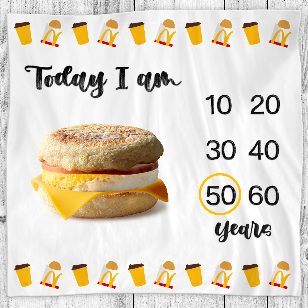 McDonaldsCorp's tweet photo. They grow up so fast… We’re celebrating 50 years with this little bundle of joy.

Read all about the iconic Egg McMuffin: https://t.co/bOdRC9B3jG https://t.co/twXcLRuD0y