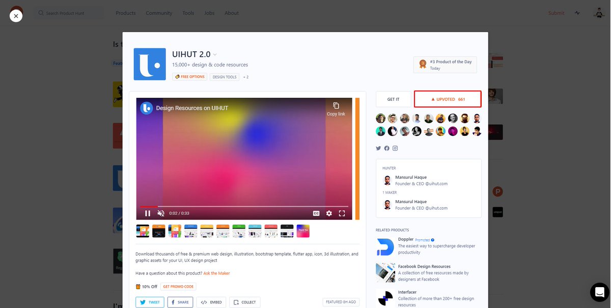 UIHUT 2.0 live on Product Hunt🥰
lnkd.in/gtjJyyYy

The love from the PH community is incredible
Show us some love on Product Hunt
#uihut #producthunt #lifetimedeal #lifetime