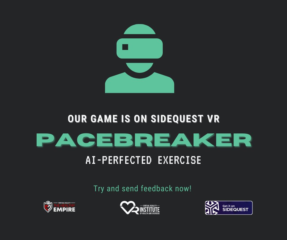 Let's get sweaty this winter season by playing indoors with us. 💪

Our alpha version of Pacebreaker is now on Sidequest
👉Try it now: [bit.ly/3l6lyLZ]

🎮Be a part of our journey to create an AI-Perfected Exercise game here: [discord.gg/wF3PYnB]
