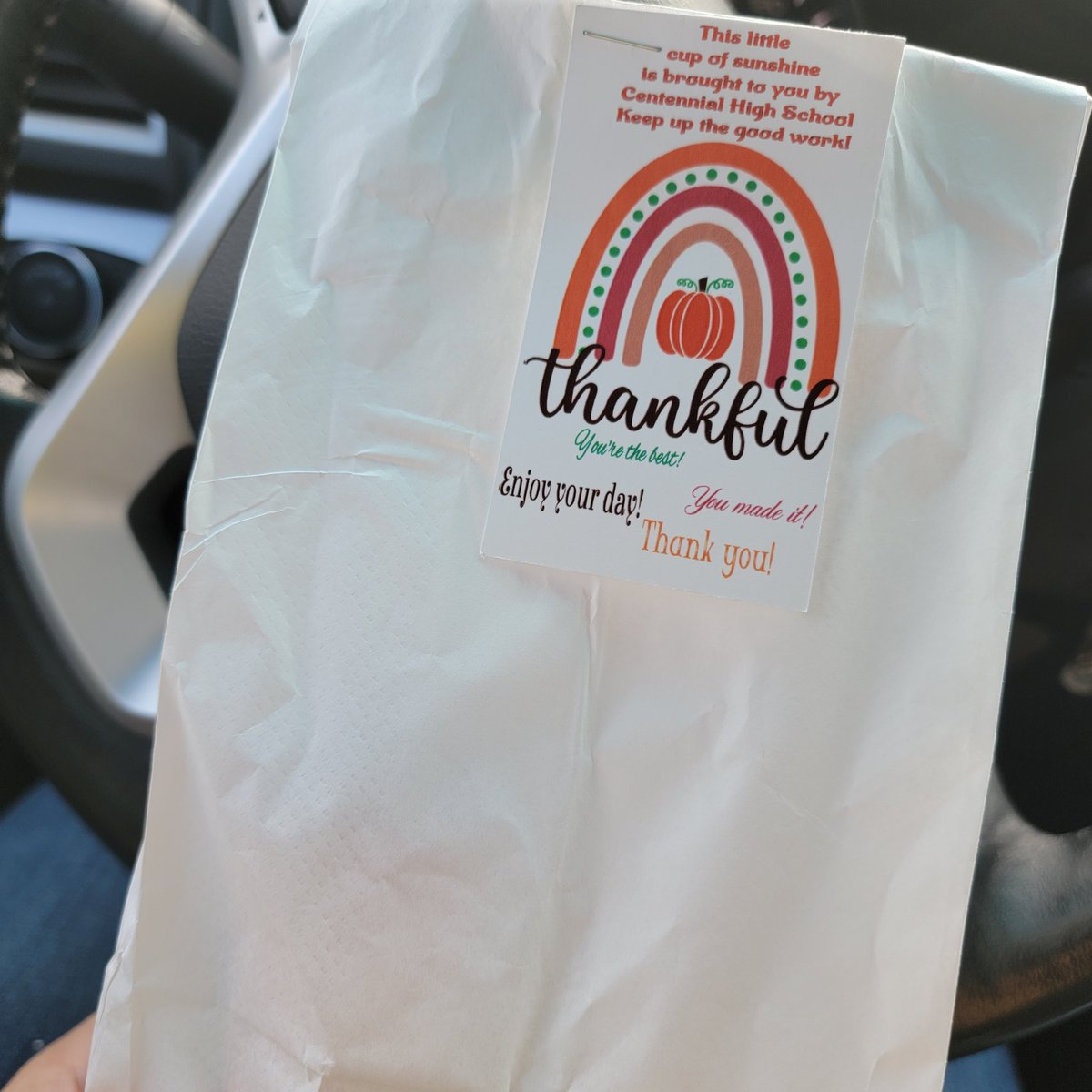 amy_jensen99's tweet photo. @Cen10Huskies really know how to make a parents day! They had positive signs and goody bags during drop off this morning. What an awesome surprise! @Dr_Barile https://t.co/ORNz4bGB4Z