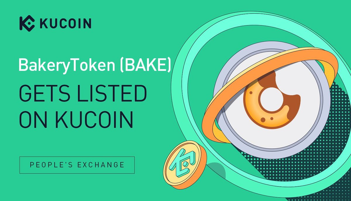 HotCryptoNewsN's tweet photo. $BAKE (@bakery_swap)  will be listed on the #kucoin  exchange on 18.11.2021 at 10.00pm UTC. 

Currently available on #binance #gateio #mexc

#newlistings #newcoinlisting #crypto #cryptonews https://t.co/t24J4xQSXE