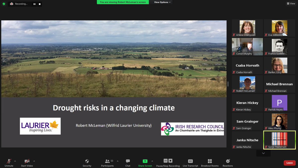 Our event continues with our project's team member Prof Robert Mc Leman talk on Drought risks in changing climate <a href="/rmcleman/">Robert McLeman</a>