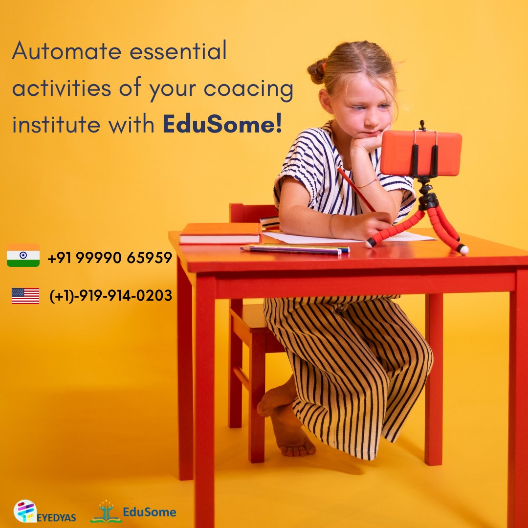 edu_some's tweet photo. If you need digital support  for your coaching institute, EduSome is the right choice! We create a self-branded  website and app for your institute! 
To book a free demo, check out https://t.co/l1Cilh4QRa or give a ring on 
91 99990 65959
#EyeDyas #EduSome #ClientSome #Attendance https://t.co/GqQQJQuZhS