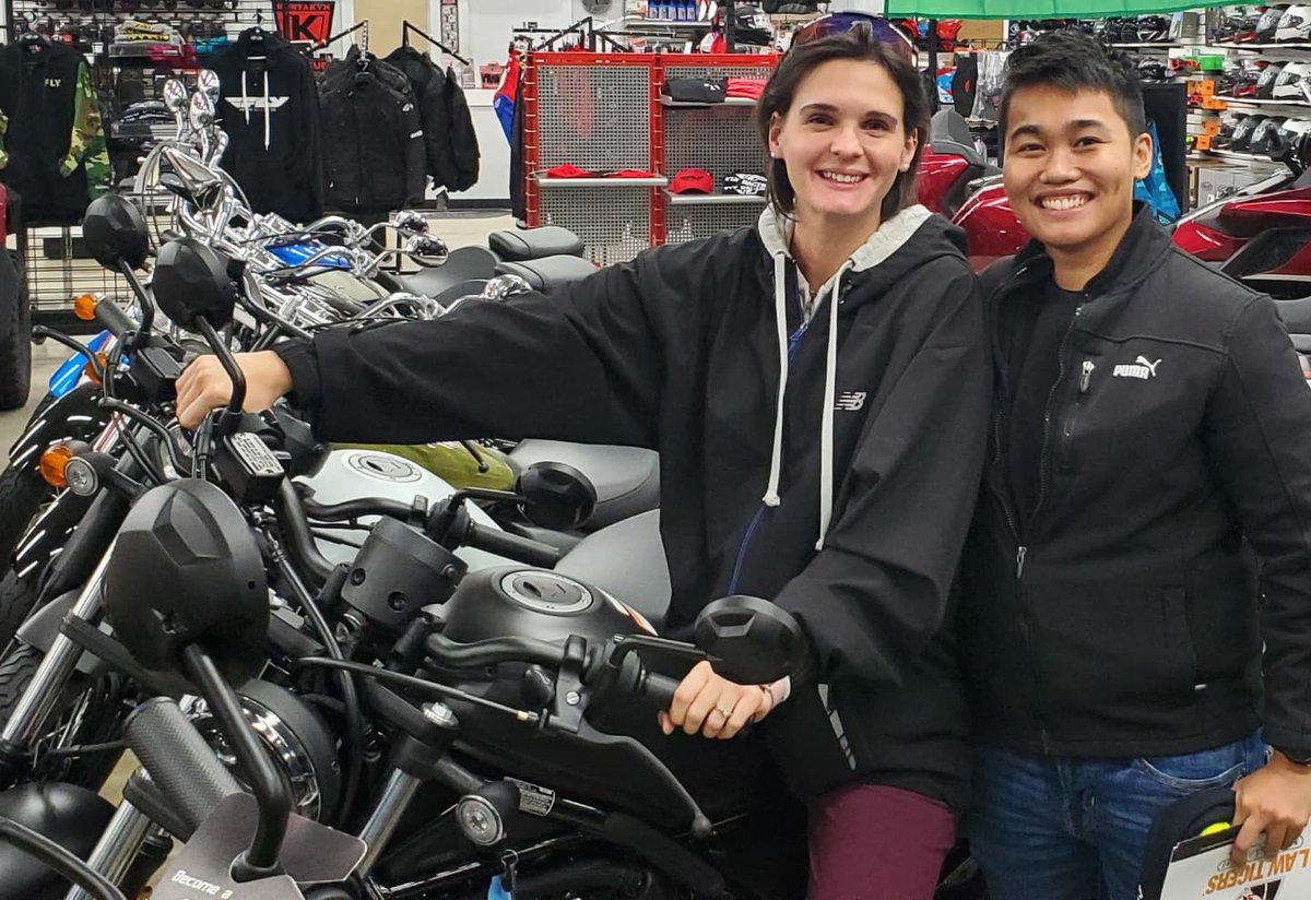 Vic&amp;Val get a baby motorcycle.