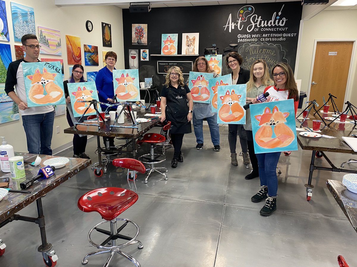 RachPiscitelli's tweet photo. A day full of painting and creating on the #ctbucketlist tour! @Keith_McGilvery and I are exploring all the the state has to offer! Join us tomorrow from 7-11am at the CT Science Center https://t.co/Te8OUP5oKW