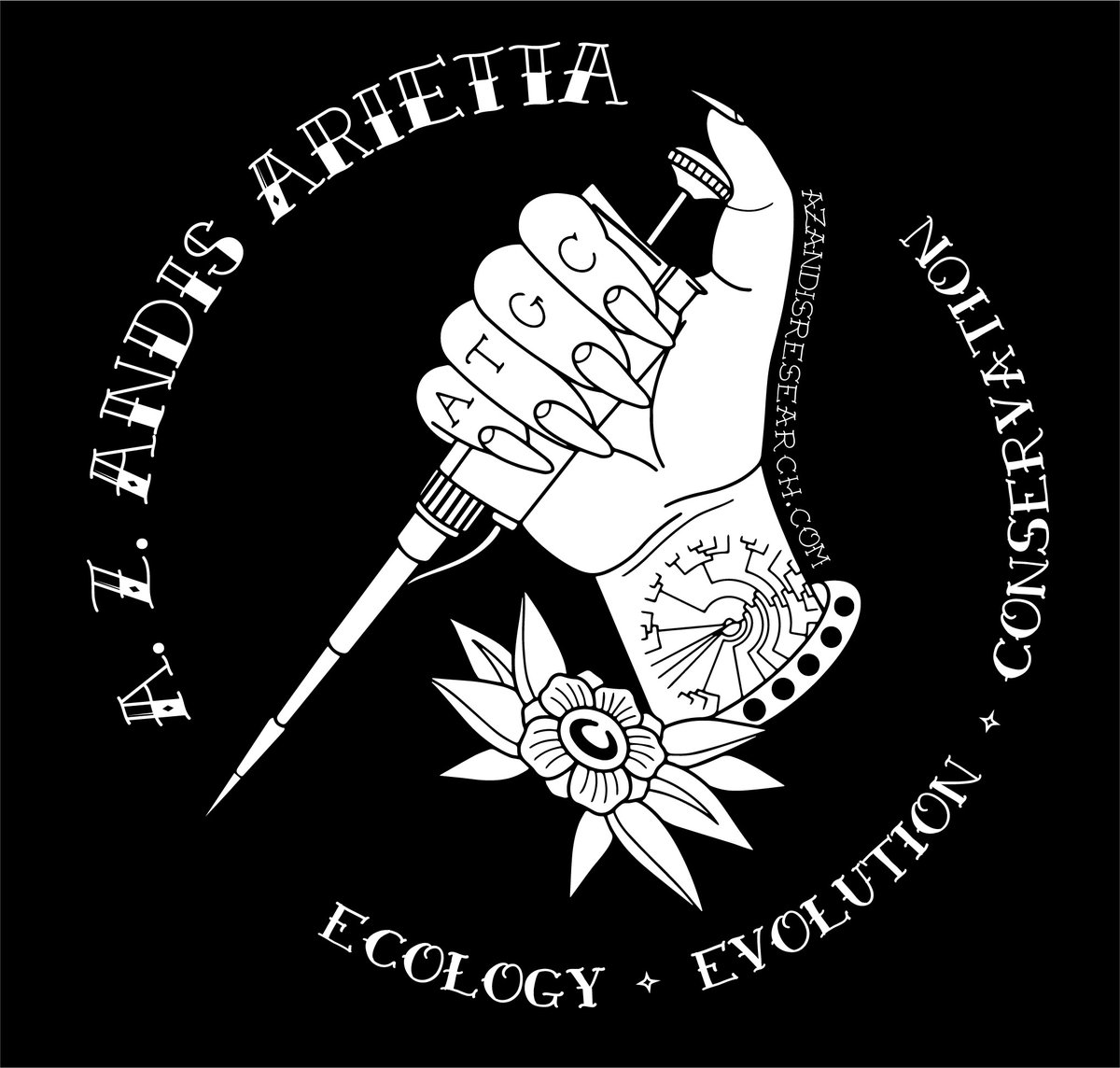 azandisarietta's tweet photo. Tattoos and science: two things that have left an indelible mark on me (and probably also both ruined any high-paying job prospects!). 

So, I decided to have a tattoo artist friend draw some sweet flash for stickers! https://t.co/RZocOLCeMa