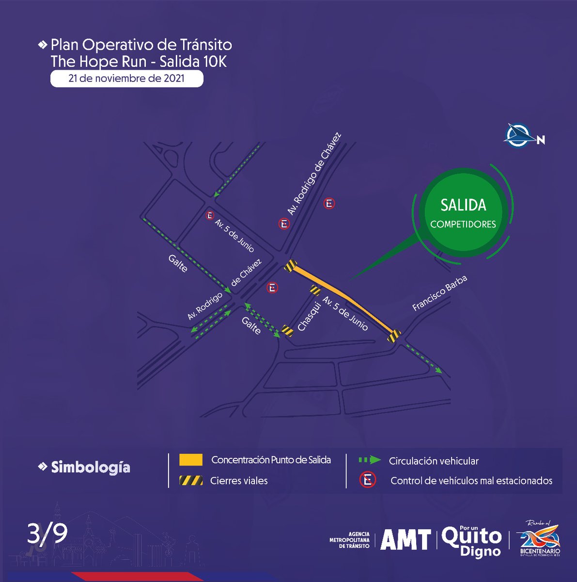 AMT_Quito's tweet photo. Este fin de semana, en la carrera #TheHopeRun, haz deporte mientras ayudas a los niños del Centro Terapéutico Aprendiendo a Vivir.
Te presentamos el plan operativo y los cierres viales que se van a ejecutar este domingo 21.
Con la AMT #SeguroTeMueves https://t.co/igh9RiJ7HF