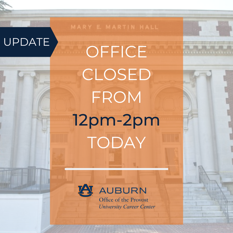 The University Career Center will be closed from 12pm-2pm today for our Empowered Professional Symposium featuring our student employees!