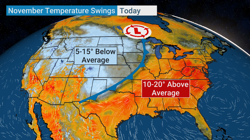 weatherchannel's tweet photo. Up and down... Up and down...

These November temperatures can't seem to make up their mind! Catch our coverage today for what to expect as you head into the pre-Thanksgiving weekend. https://t.co/90MPaJ0OB6