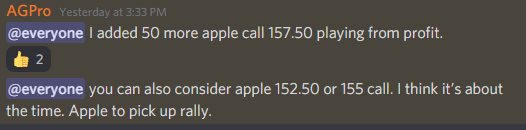 apexgrowthpro's tweet photo. Amazing play for our members, as planned Apple breakout on daily 157.50 call go from 0.03 to 0.21 #powerofcloud. we got in before anyone else could see this happening. I sold early, but some members sold for good profit.
Come Join our private discord https://t.co/mmOcamOeOp
