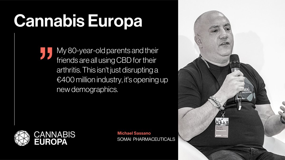 cannabiseuropa's tweet photo. .@Michael_Sassano, CEO of @somaipharma, speaking on 'The Great European Opportunity' panel at Cannabis Europa London last week.
#CannabisEuropa #LetsPushThingsForward https://t.co/nVgtPrXEi4