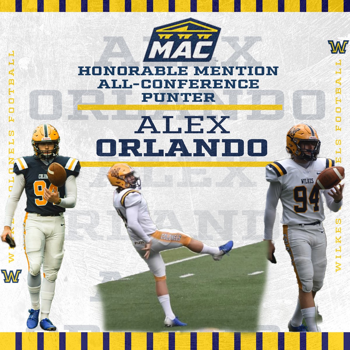 Honorable Mention:
SR Pat Ricci (Defensive Lineman)
SO Nate Whitaker (Returner)
FR Alex Orlando (Punter)
#BeTheChange