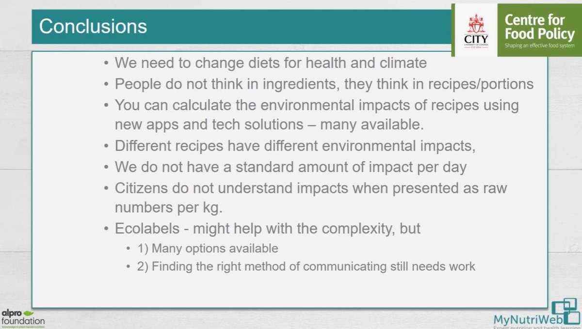 MyNutriWeb's tweet photo. Fantastic talk, here's the summary from @sartorialfoodie๐ ๐
๐ People do not think in ingredients, they think in recipes!
๐ Different recipes have different environmental impacts
#AFBehaviourchange #MyNutriWeb #PlantBased https://t.co/pIgig18V3v