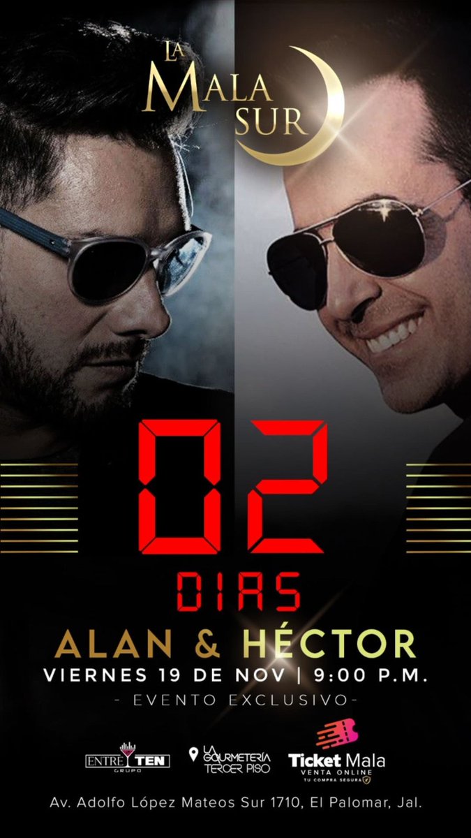 Griswerita's tweet photo. @ALANMAGNETO & Héctor 🙌🏼🎤 Estarán para ti exclusivamente en la Mala Sur 🌙✨ Viernes 19 de Noviembre 9:00 pm
📍 Plaza La Gourmetería
Av. Adolfo López Mateos Sur 1710, El Palomar.
#MusicaEnVivo🎶 #LaMalaSur #Guadalajara #GourmeteriaGDL #GDLsur @alangirlsfc presentes💛🙋♀️👑 🇲🇽 https://t.co/B1N51ZneBT