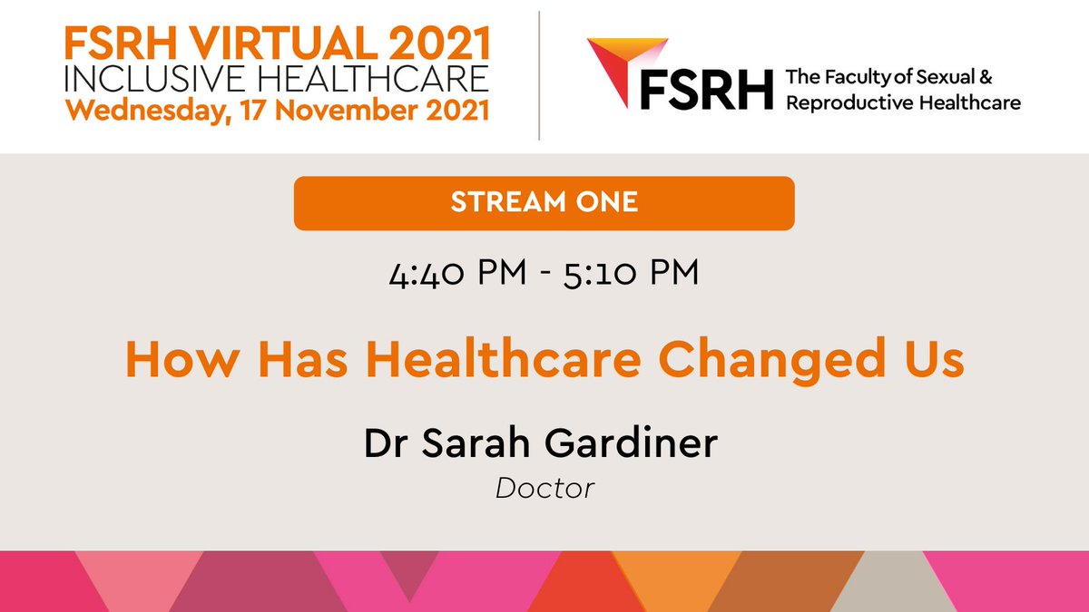 COSRH_UK's tweet photo. Our final talk of the day comes from Dr Sarah Gardiner, who will be presenting on how healthcare has changed us.
Dr Gardiner joins us with a wealth of experience as both a doctor and a life coach.
#FSRHVirtual https://t.co/SAjhwJ5MQv
