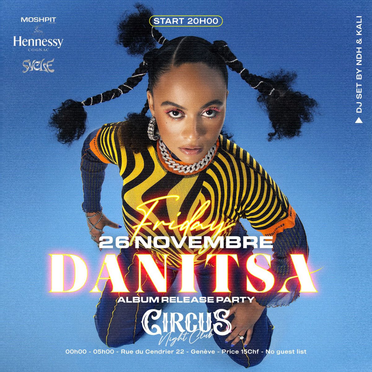 MsDanitsa's tweet photo. Genève, ma ville d’amour 🇨🇭
Je suis très heureuse de vous annoncer que je jouerai le 26 Novembre à 21:30 au Circus pour célébrer la sortie de mon album Sycle.

15CHF à l’entrée seulement sur place. Hâte de vous retrouver ❤️ https://t.co/1XC7xJVp4K
