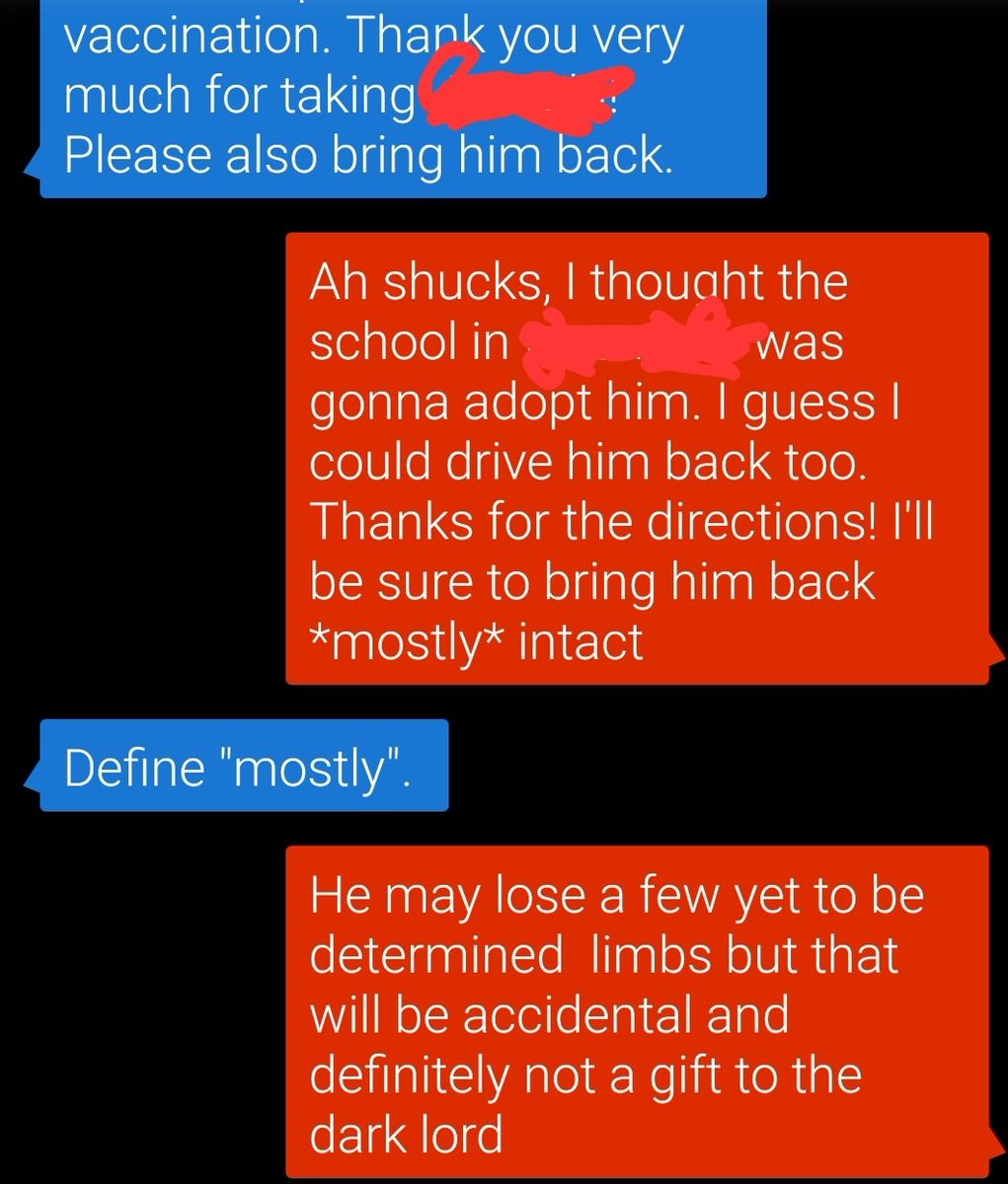 I'm driving my little step brother to a sports tournament. This is how I text his stern Christian mother, lol