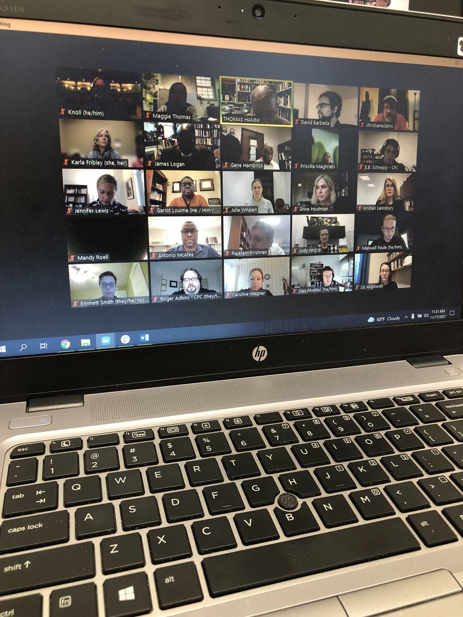 PsychMaggie's tweet photo. Second to last #ECFacultyMeeting of 2021. Colleagues, I love your faces, but I’d rather gaze adoringly at you in person. https://t.co/1AWl6Jvc0y