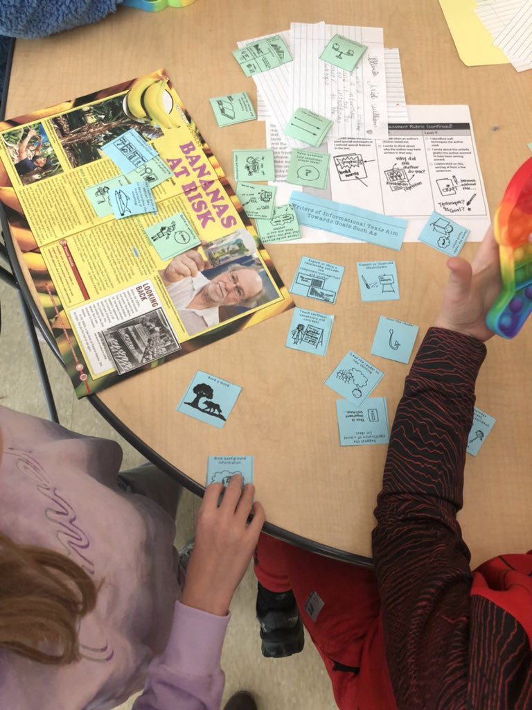Ss reviewed and practiced the big 4 skills in our nonfiction unit. In each station they had a text, learning progression and an activity w/ sentence stems to write their responses. #tcrwp #lex1literacy #OnwardAsOne