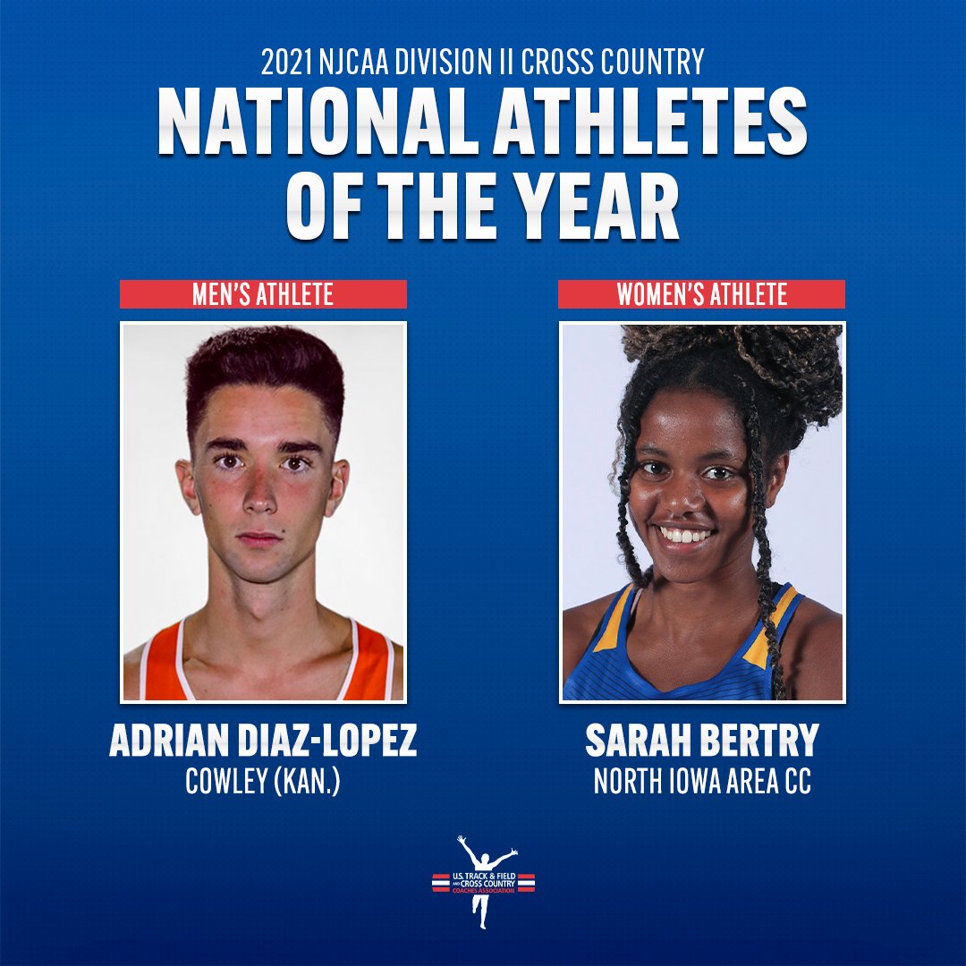 USTFCCCA (@ustfccca) on Twitter photo Congratulations to our ππππ’π¨π§ππ₯ πππ‘π₯ππππ¬ π¨π ππ‘π ππππ« in <a href="/NJCAAXCTF/">NJCAA Cross Country and Track & Field</a> DII Cross Country!
M - Adrian Diaz-Lopez, <a href="/CowleyXCTF/">Cowley College XC | Track and Field</a>
W - Sarah Bertry, <a href="/NIACCXCTF/">NIACC Track & Field/Cross Country</a>
Both of these athletes won individual titles this past weekend!
π bit.ly/3CuxM6K Congratulations to our ππππ’π¨π§ππ₯ πππ‘π₯ππππ¬ π¨π ππ‘π ππππ« in <a href="/NJCAAXCTF/">NJCAA Cross Country and Track & Field</a> DII Cross Country!
M - Adrian Diaz-Lopez, <a href="/CowleyXCTF/">Cowley College XC | Track and Field</a>
W - Sarah Bertry, <a href="/NIACCXCTF/">NIACC Track & Field/Cross Country</a>
Both of these athletes won individual titles this past weekend!
π bit.ly/3CuxM6K