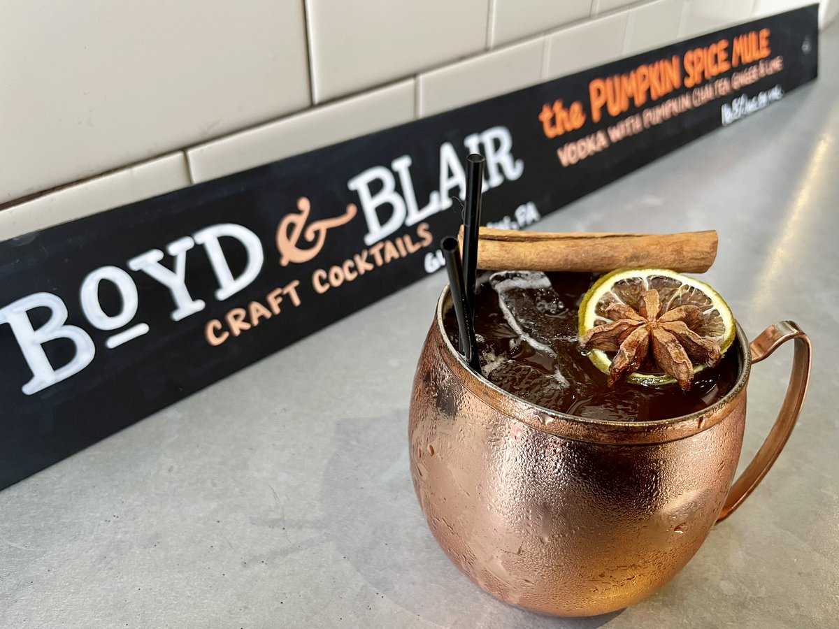 FatHeadsPGH's tweet photo. It’s #PumpkinSpice Season! You’ve gotta try the new #DraftCocktail from @boydandblair!
The Pumpkin Chai Mule – Boyd and Blair vodka, pumpkin, chai tea, ginger, and lime – is #NowOnTap at the Saloon! https://t.co/uyopFmYrUn