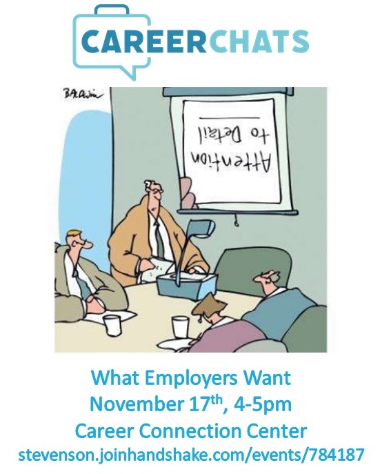 Ever wonder what an employer is really looking for in a candidate?

Join us today at 4:00 as we discuss transferable skills that can make you stand out from the crowd!

RSVP: stevenson.joinhandshake.com/events/784187

#CareerConnection
#purSUyourcareer