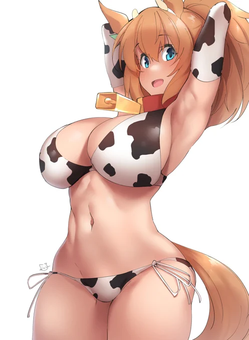 丑年が終わってしまうので毎日牛柄ビキニを描く🐮 あと41日 