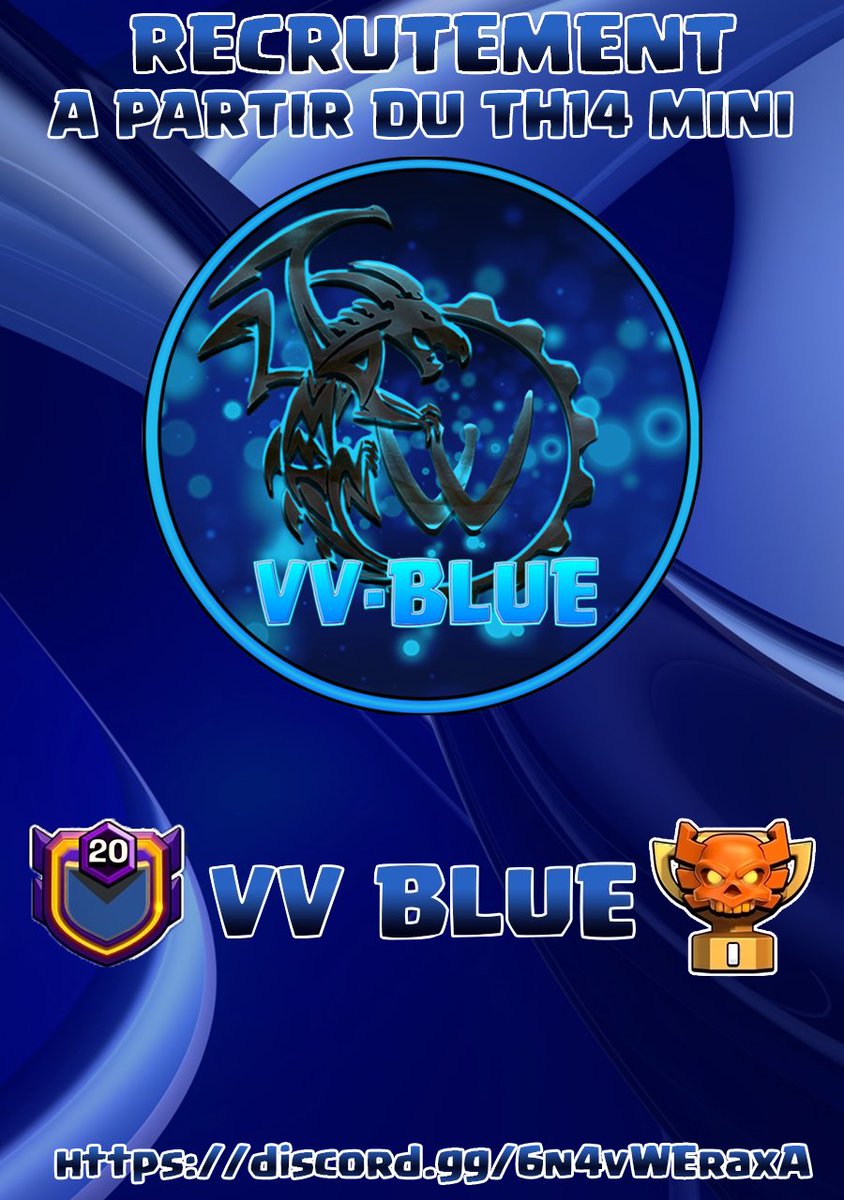 Nous sommes fière de vous annoncer l’ouverture de notre clan communautaire, nous recherchons de joueurs hdv 14 minimum. Humour et 2nd degrés requis 😁
Possibilité de jouer en e-sport 💪
Pour plus d’informations rejoingnez notre serveur discord : 

discord.gg/6n4vWEraxA