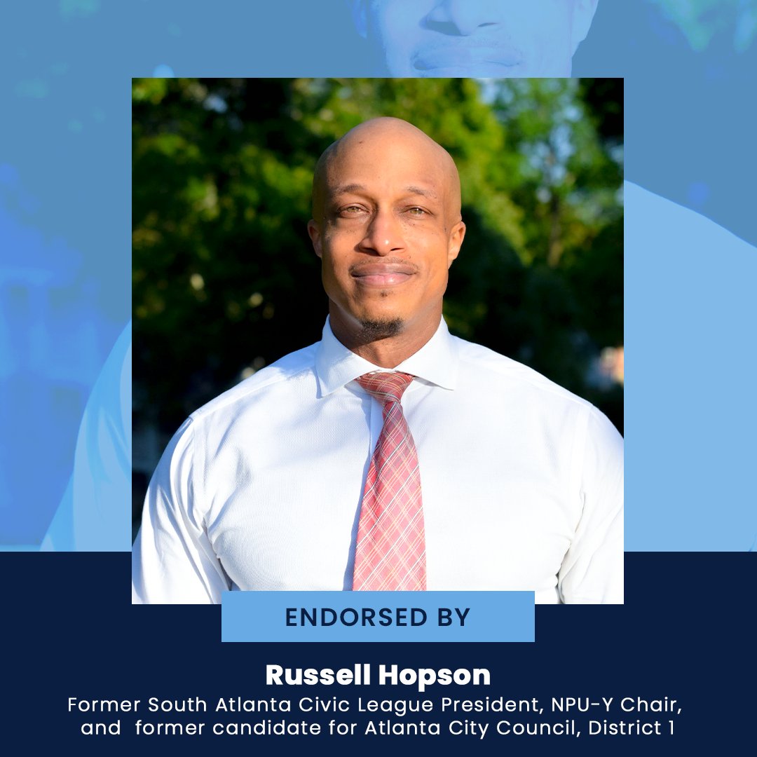 JasonHWinston's tweet photo. I am so grateful to Russell Hopson, former South Atlanta Civic League President, NPU-Y chair and candidate for Atlanta City Council, District 1, for endorsing my campaign! 

I will work with Russell to make District 1 a better place for ALL! 

Thank you for your support, Russell! https://t.co/hgpNe9QyQ0