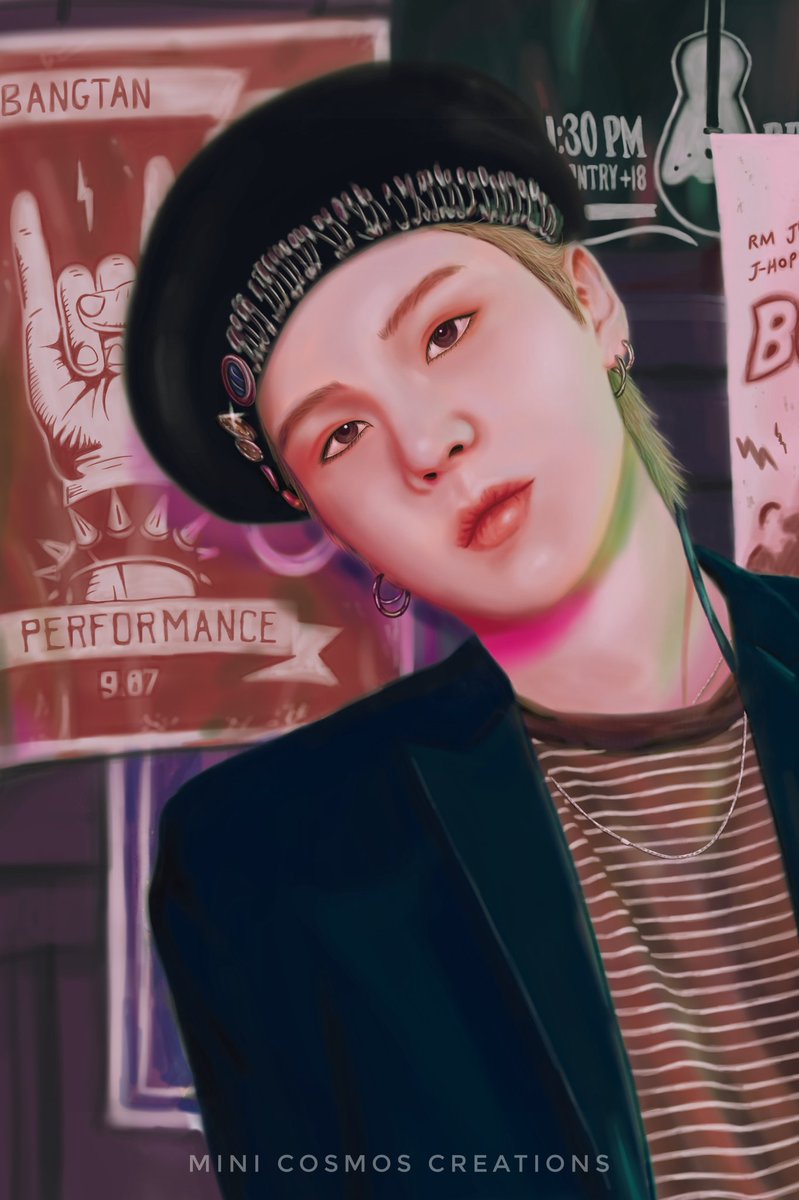 MiniCosmosC's tweet photo. So in love with the seasons greetings 2022 photoshoot I had to draw punk rockstar Yoongi 🎸😍

#BTS #YOONGI #SUGA
#btsfanart #fanart #art #seasonsgreetings2022 #digitalart 
@BTS_twt @bts_bighit https://t.co/uSBzqv4yRb