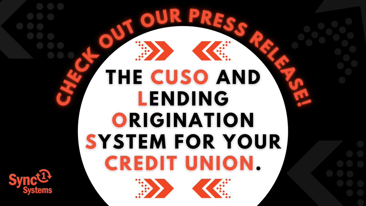 Sync1Systems's tweet photo. 🚨Have you read our PRESS RELEASE?🚨 Want to learn more about an exceptional member loan experience? Read our press release, "The #CUSO and Lending Origination System for your #CreditUnion!"⬅️ #Sync1 is dedicated to helping you switch to the NEW WAY!

https://t.co/q0pRd4Dd1X

#TX https://t.co/ZcJWY4tI3e