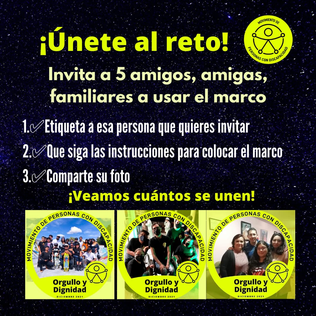 movimientoPcD's tweet photo. Si ya le pusiste marco a tu foto de perfil ¡únete al reto!

Invita a 5 de tus amigos y familiares de tus redes sociales a ponerle este marco a la fotografía que más te haga sentir "Orgullo y Dignidad"

#MovimientoPcD https://t.co/H8Ug3CHdk6