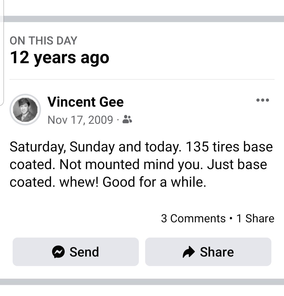 VincentMGee's tweet photo. On this day. Ok on these three days....
And they were Continental's so each got two base coats.  
#ProMechanicLife https://t.co/Cr9I9fnM1O