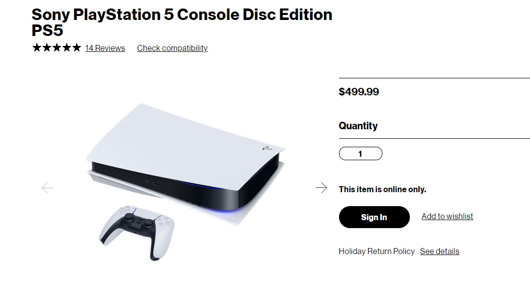 Wario64's tweet photo. PS5 at Verizon (members only) https://t.co/98RHCwmCAF https://t.co/TLvD84U3QI