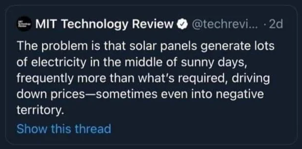 kennedytcooper's tweet photo. Only capitalism could make "infinite electricity" a problem https://t.co/uLOU4YGUSx