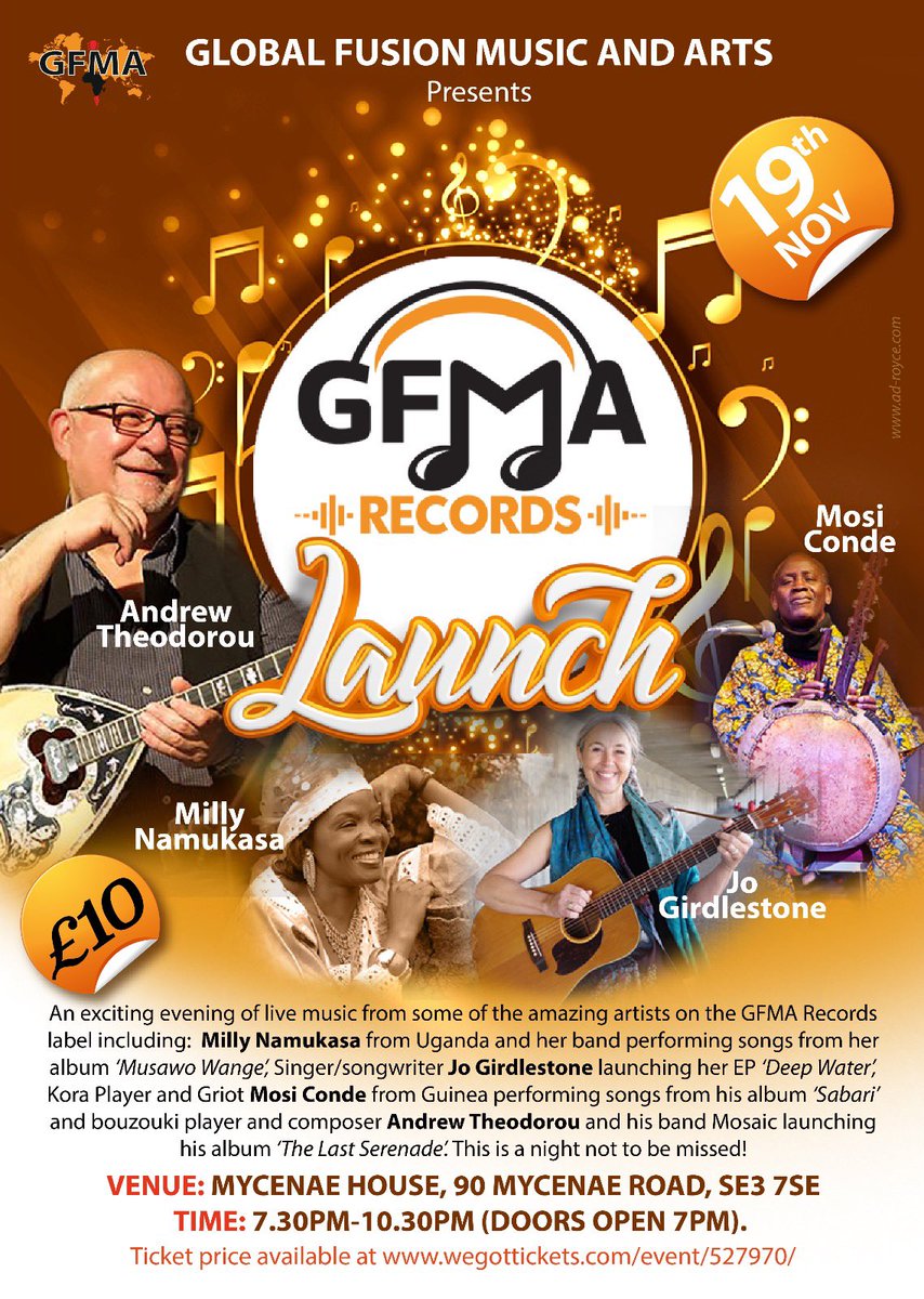 MycenaeHouse's tweet photo. An exciting evening of live music here this Fri 19 Nov with some of the amazing artists on the @GFMArts #GFMARecords label!
A night not to missed!
Tickets £10, book now via https://t.co/VcUlSyiQYN
#LiveMusic #Blackheath #Greenwich #RecordLaunch https://t.co/z4J4truMGK