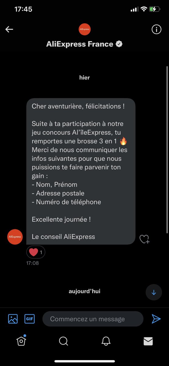 inayat00686183's tweet photo. Bon j’ai gagné trop bien 🙌🥰🥰🥰😂 merci #AlileExpress #AliExpressbonus #Aliexpress j’attends mon gain 🔥🔥🔥🔥🔥🔥🔥🔥🔥🔥🔥🔥🔥🔥🔥 https://t.co/LARHSg7mSH