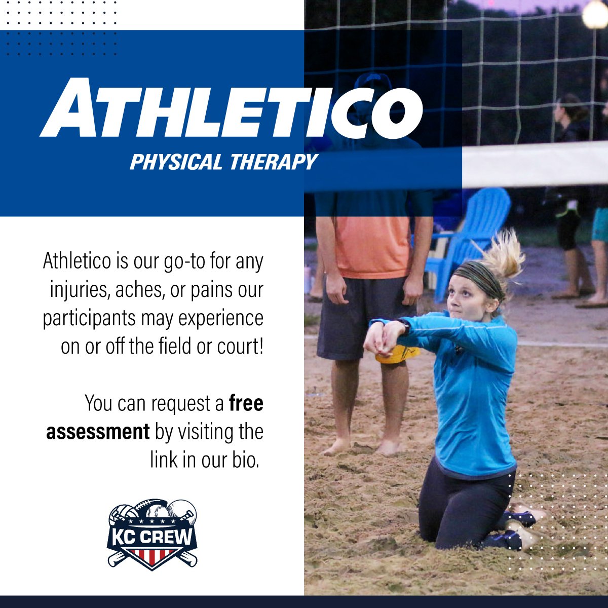 Are you in pain and not sure why? As the Official Provider of Physical Therapy for KC Crew, Athletico is our go-to for any injuries, aches, or pains our participants experience on or off the field or court. To request a free assessment, click here: bit.ly/3wANlHE