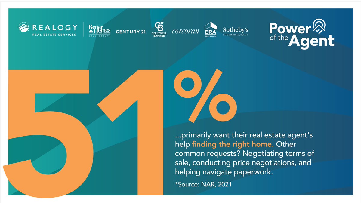 Realogy's tweet photo. Do you ask an app to meet you at the house of your dreams on a Monday evening or your trusted real estate partner? With so much information accessible online, a real estate agent serves as your trusted advisor, counselor and mentor to help untangle the web.  #PowerOfTheAgent https://t.co/IMAnfBNE1s