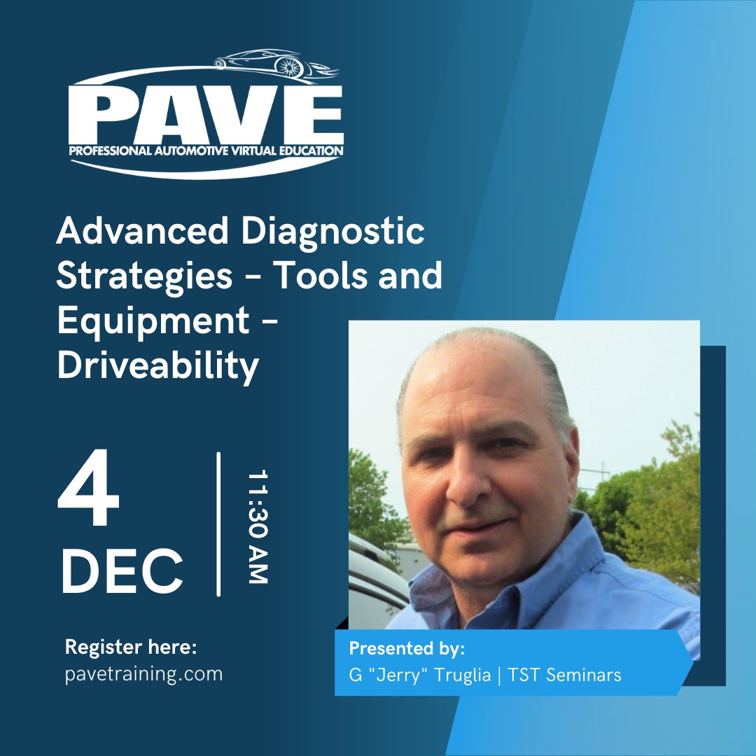PAVE Training Session Highlight: Join us for "Advanced Diagnostic Strategies – Tools and Equipment – Driveability" with G Truglia. Register here: pavetraining.com #PAVETraining #FeaturedSpeakerFriday