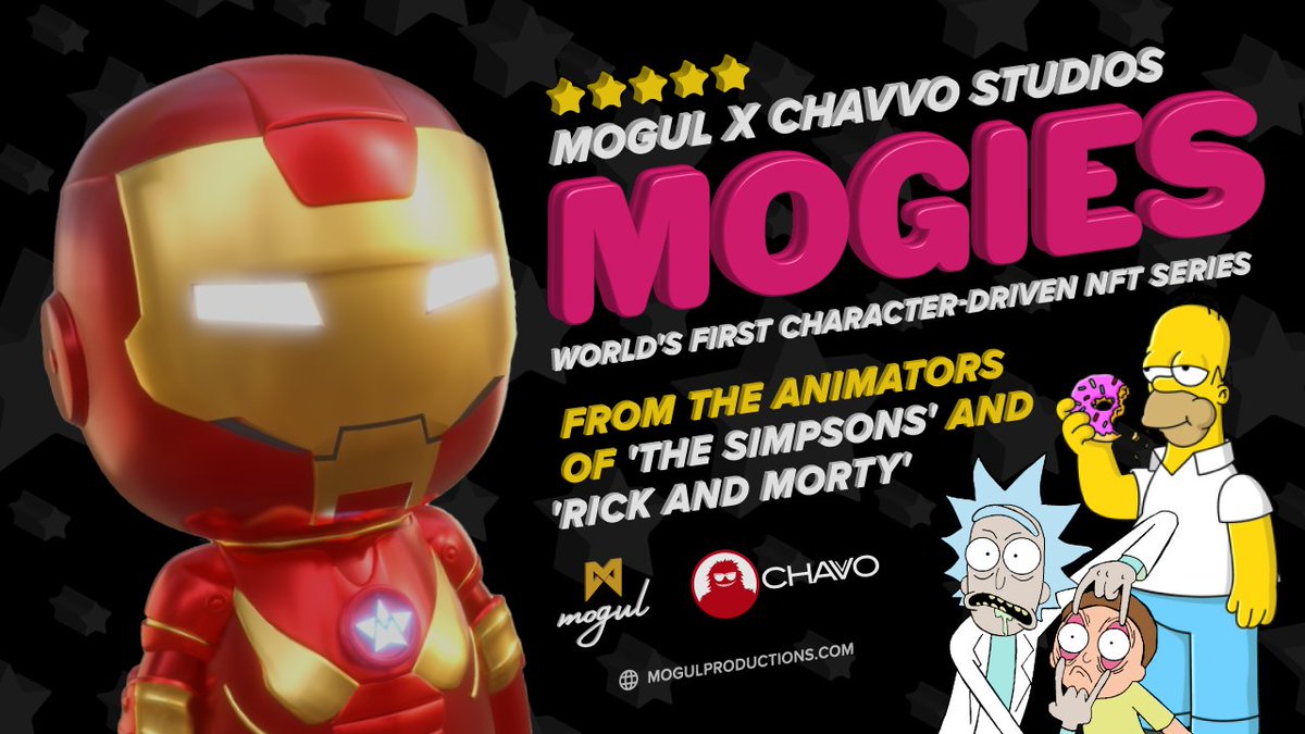 mogulofficial_'s tweet photo. Now presenting: #Mogies

🤝We are excited to partner with former animator of @TheSimpsons, @teamchavvo, for our exclusive #NFTs only available on the #Mogul Marketplace 🔥

🌐Mogies are NFT characters that will live on the blockchain and in the #metaverse

https://t.co/fTRsrjux3X https://t.co/g1XuYX7gTL