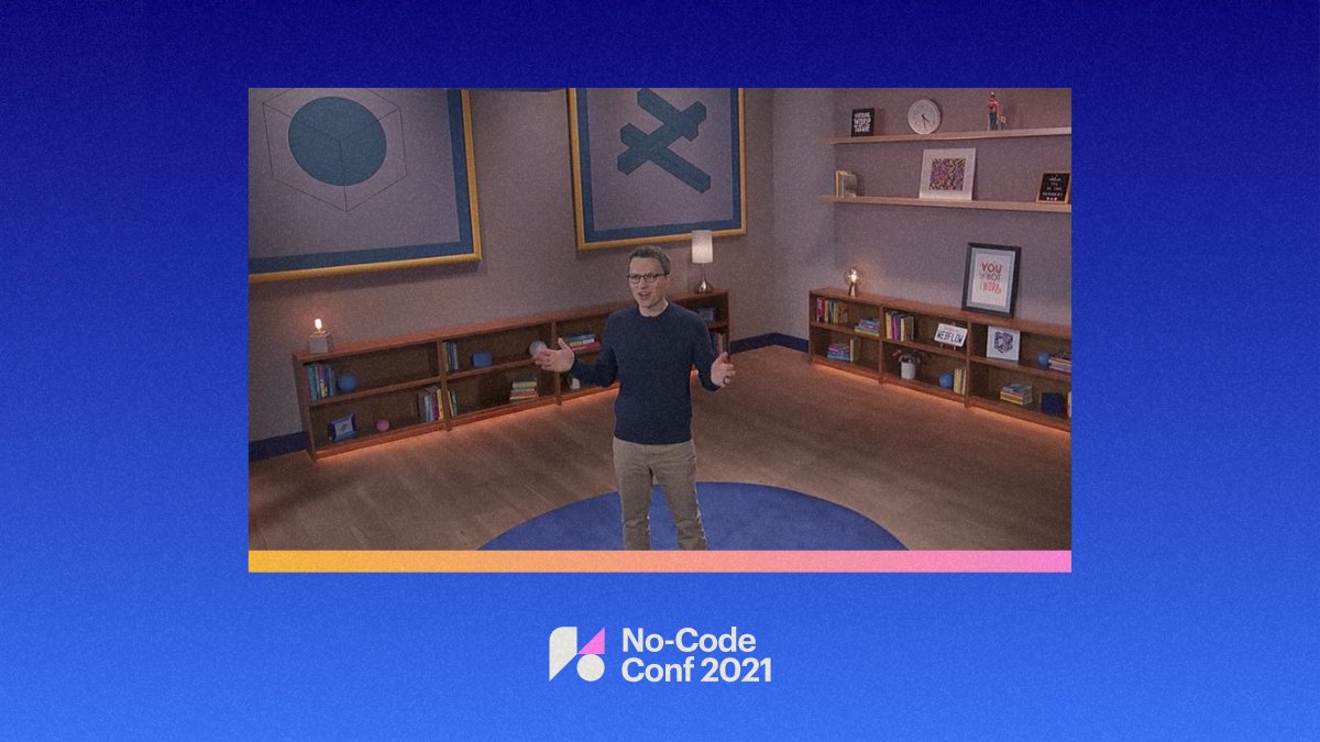 webflow's tweet image. Lights, camera, action 🎬

The opening keynote is starting *now*

#NoCodeConf