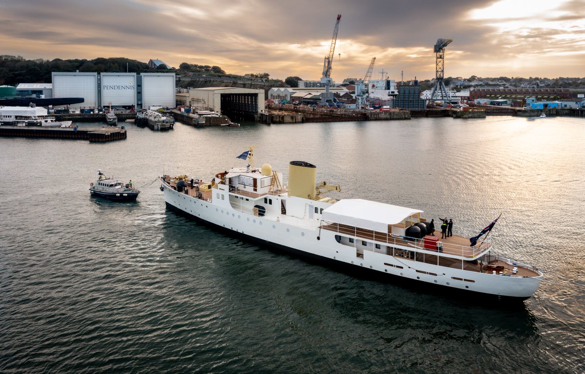 We’re pleased to announce that the 59m classic Camper &amp; Nicholson motor yacht Marala was successfully re-floated earlier this month. The project has now entered its final phase and has moved to Pendennis’ wet basin facility for completion. Photo credit Jake Sugden