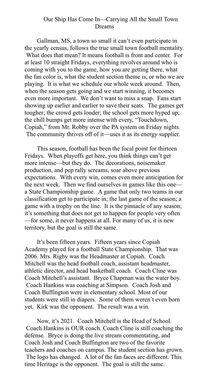 Copiah_Colonels's tweet photo. Article by our own Coach Drake Flowers- full text also available on our Facebook page. @CopiahSports @CopiahFootball @CopiahWBB https://t.co/9gy64tVMMR