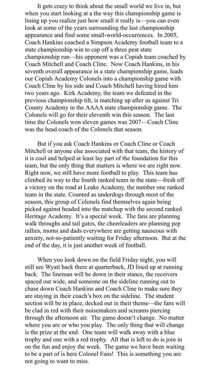 Copiah_Colonels's tweet photo. Article by our own Coach Drake Flowers- full text also available on our Facebook page. @CopiahSports @CopiahFootball @CopiahWBB https://t.co/9gy64tVMMR