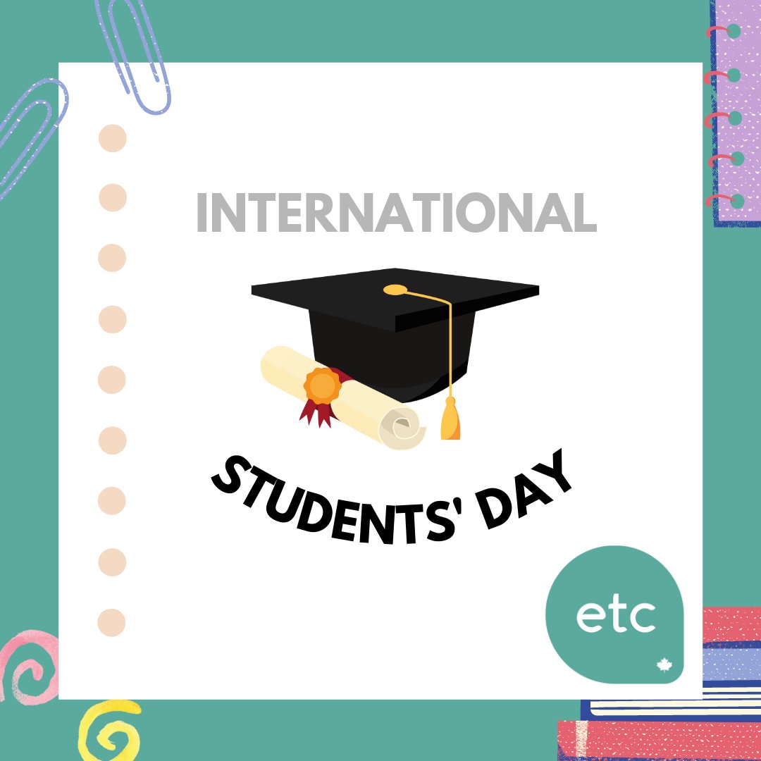 englishtesting's tweet photo. HAPPY INTERNATIONAL STUDENTS' DAY! Today we celebrate students' across the globe and their love of learning. This year may have been a challenging one, but students and teachers continue to prevail in their pursuit of education.
#InternationalStudentsDay #EnglishTestingCanada https://t.co/VP4yT2r2a7