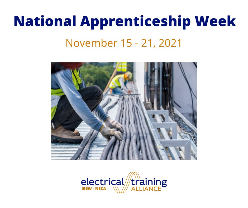 IBEWNECAetA's tweet photo. When you’re in an electrical apprenticeship program, you’re working and getting paid while you learn. Which means by the time you complete the program, you’re on your way to a solid career, with plenty of work experience. #NAW2021 #ApprenticeshipWorks #etATraining https://t.co/NE5CYX6Ax1