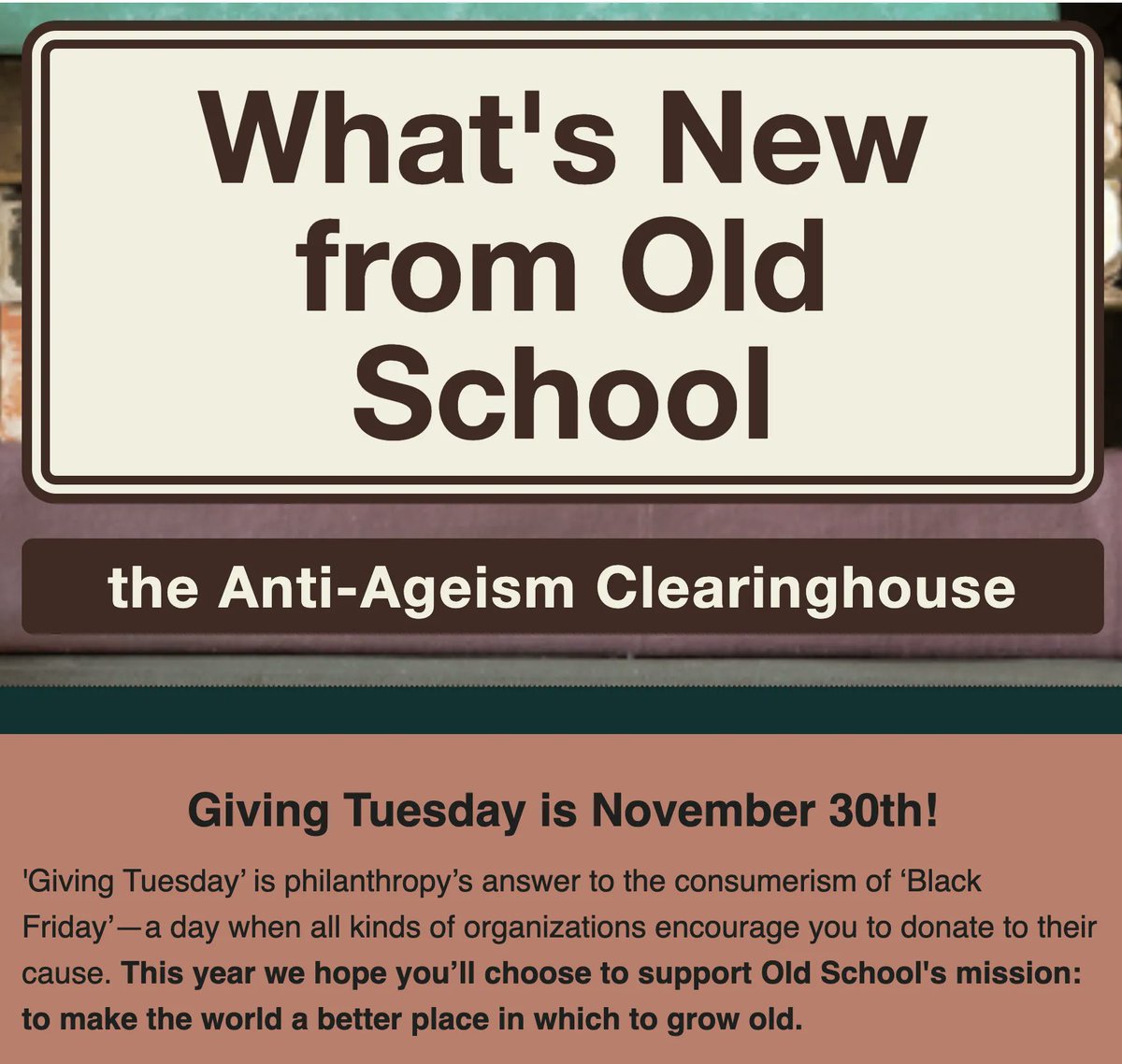 🔥 Fresh out of the oven, here's our November newsletter!! Check it out, it's fuuuull of resources!!
Featuring: <a href="/ITNEuroAgeism/">ITN EuroAgeism</a>; @jeanette_leardi; <a href="/DrReubenNg/">Reuben Ng</a>
Click here: mailchi.mp/thischairrocks…

#OldSchoolInfo #Ageism #EndAgeism #ExposeAgeism #AWorld4AllAges